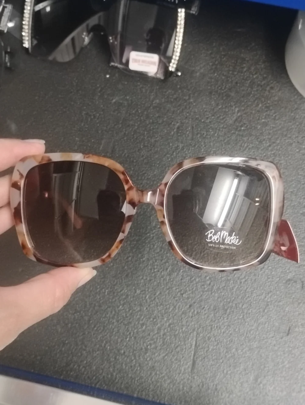 Bob Mackie Tortoiseshell Square Sunglasses with Brown Lenses